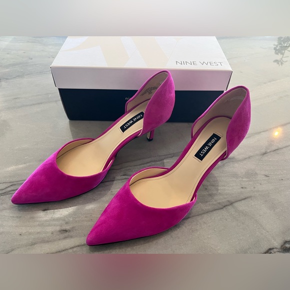 Nine West Pointy Toe Kitten Heels. 
5.5, (fits like 6), Pink Suede. NEVER worn! - Picture 6 of 7